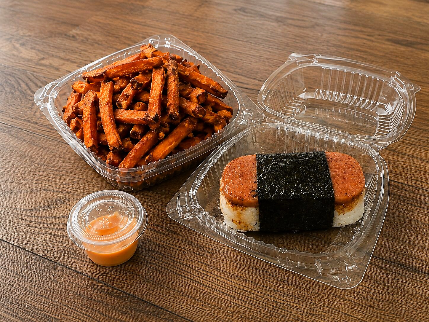 Spam musubi and fries — one of the scratch card prizes